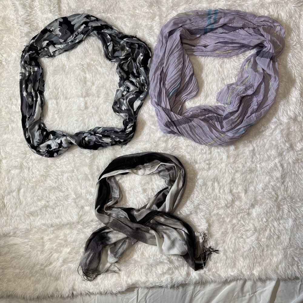 Lot of 3 Dress Scarves - Purples